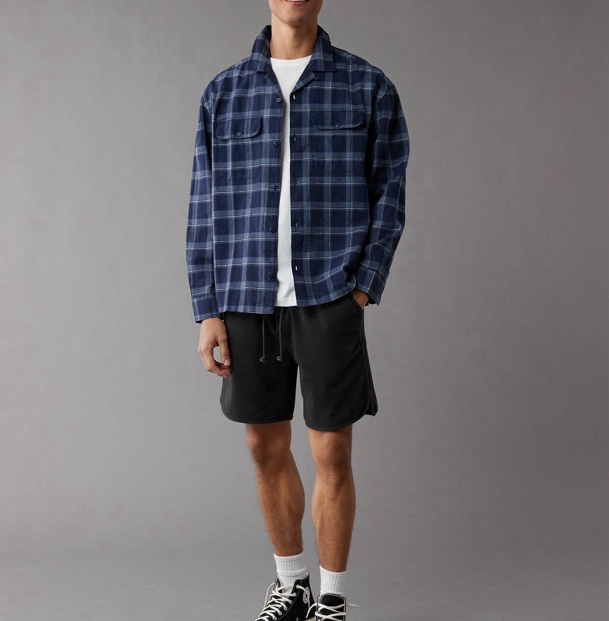 American Eagle Men's Linen Blend Mechanic Shirt Dark Atlantic 01525126 –  APLAZE