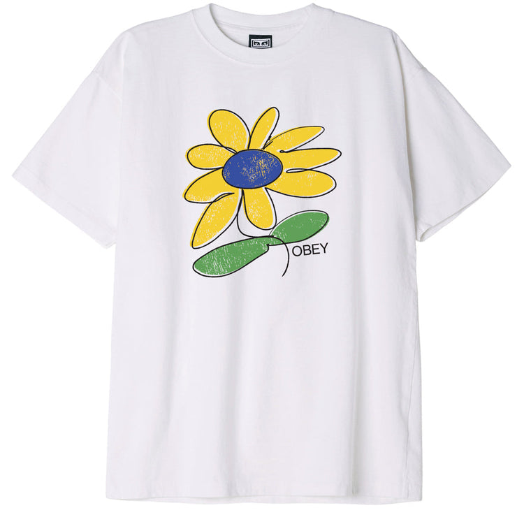 Obey Mens Sun Flower Heavyweight T-Shirt White 166913466 WHT - APLAZE