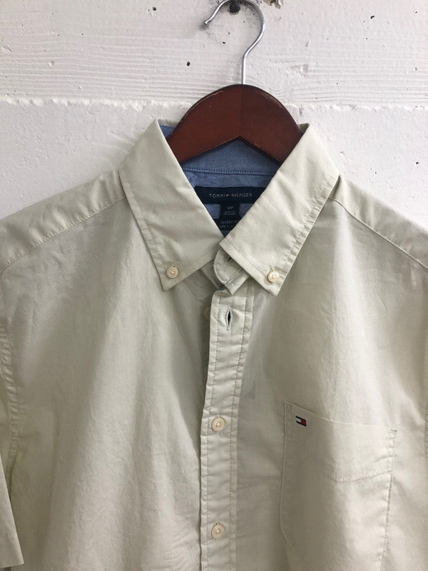 Tommy Hilfiger Men's Maxwell Shirt Short Sleeve Classic Fit Shirt Bone White 78J3904 100 - APLAZE