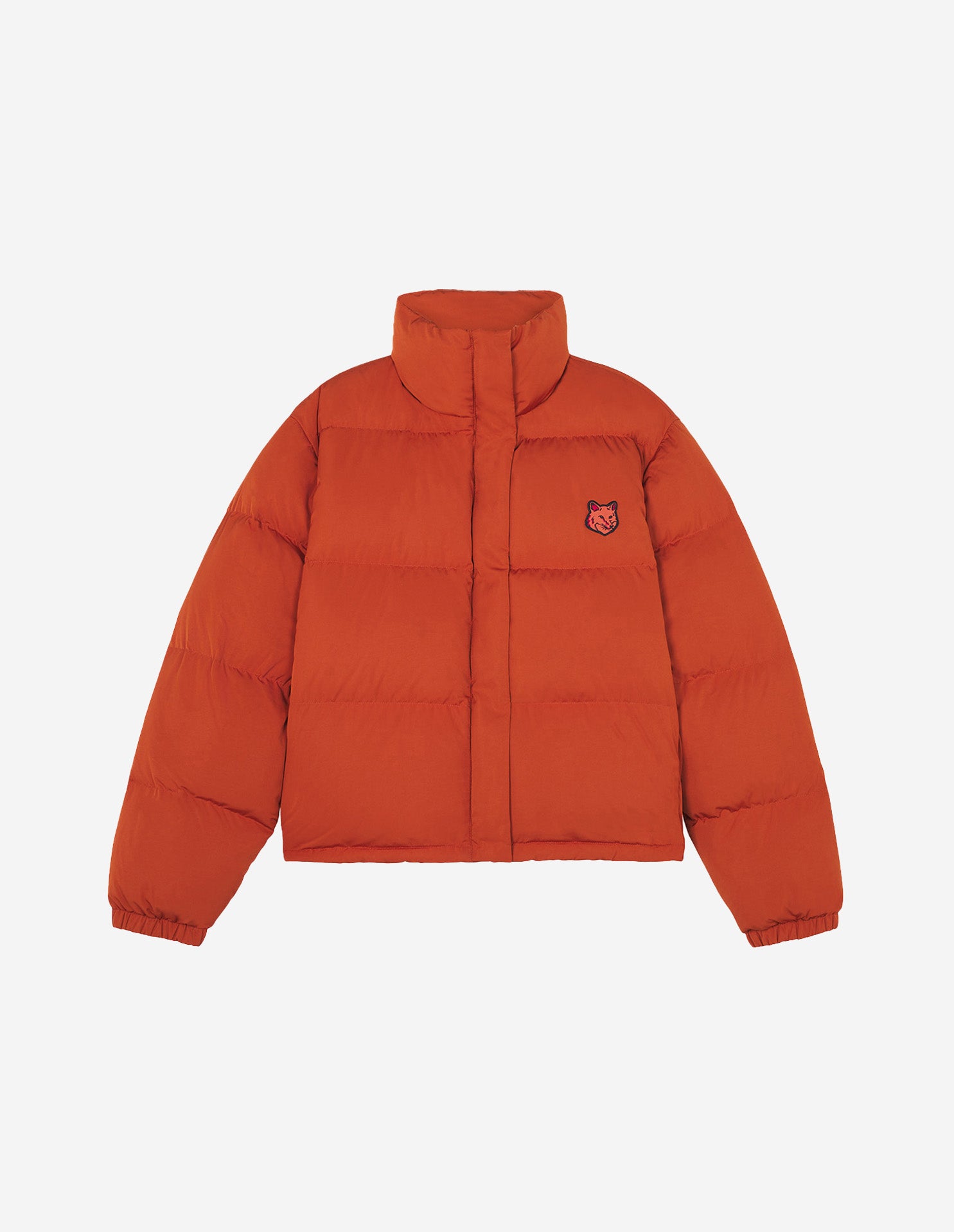 Maison Kitsune Women's Cropped Puffer In Nylon With Bold Fox Head Patch Clay LW02207WQ4016 P898