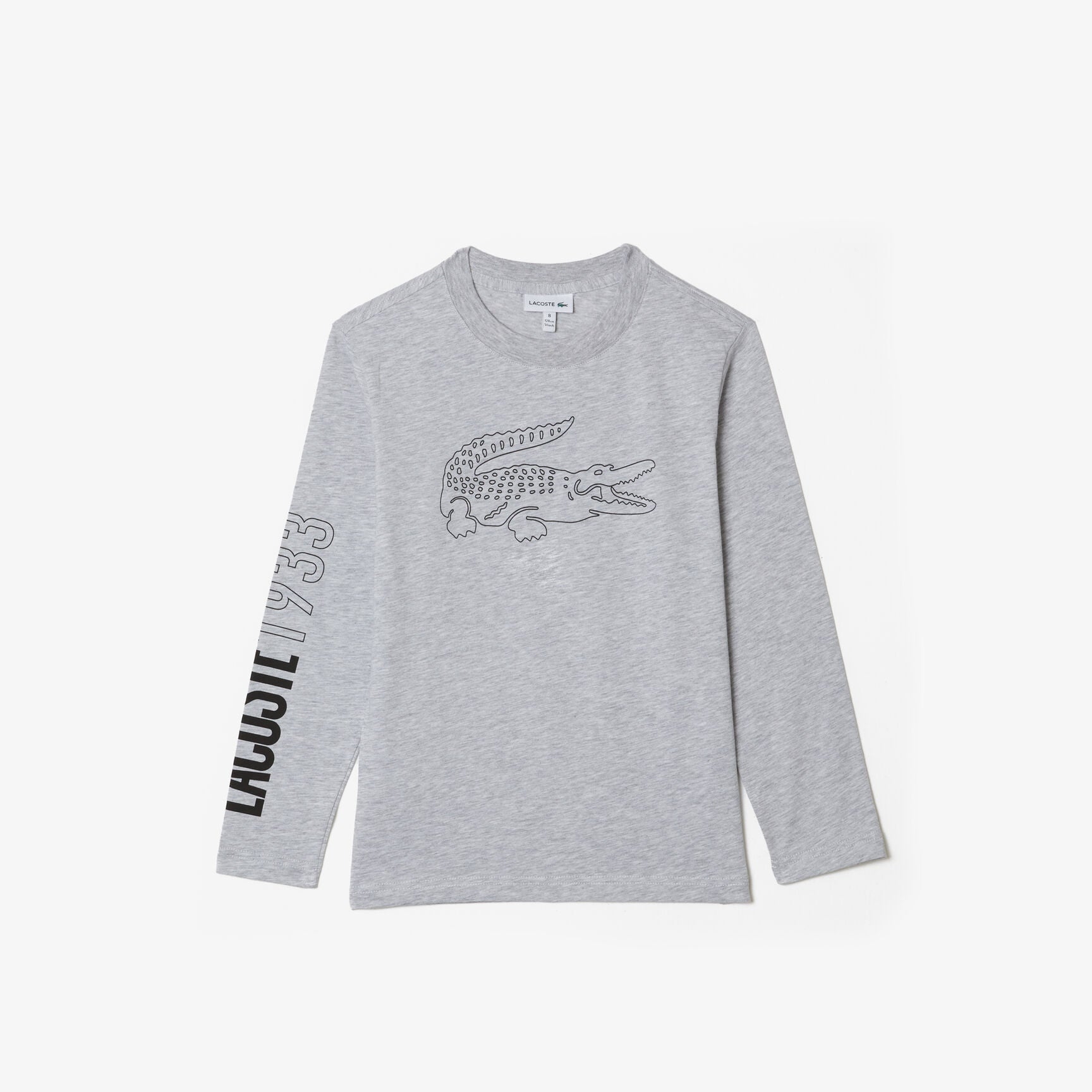 Lacoste Boys Crocodile Print T-Shirt Silver Chine TJ9744 CCA - APLAZE