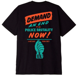 Obey End Police Brutality Organic T-Shirt Faded Black 163003408 FBL - APLAZE