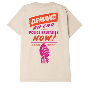 Obey End Police Brutality Classic T-Shirt Cream 165263408 CRM - APLAZE