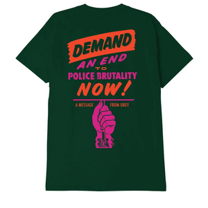 Obey End Police Brutality Classic T-Shirt Forest Green 165263408 FOR - APLAZE