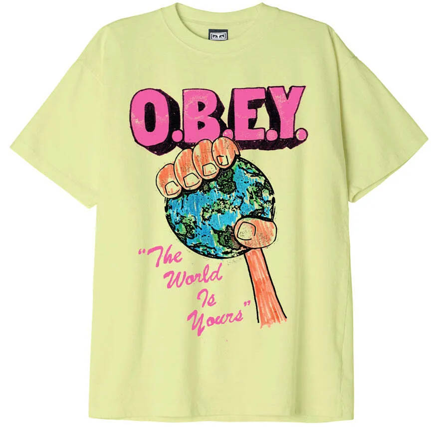 Obey The World Is Yours Heavyweight T-Shirt Celery Juice 166913366 CEL - APLAZE