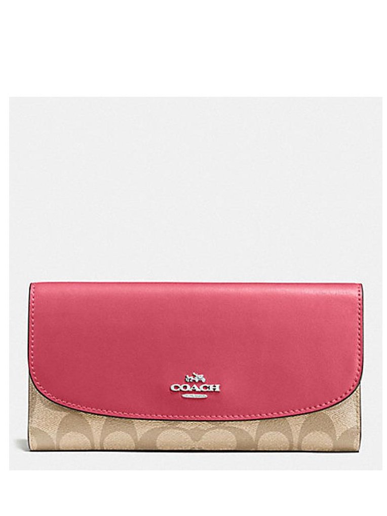 Coach Women's Checkbook Wallet Im/Khaki Bright Pink F57319