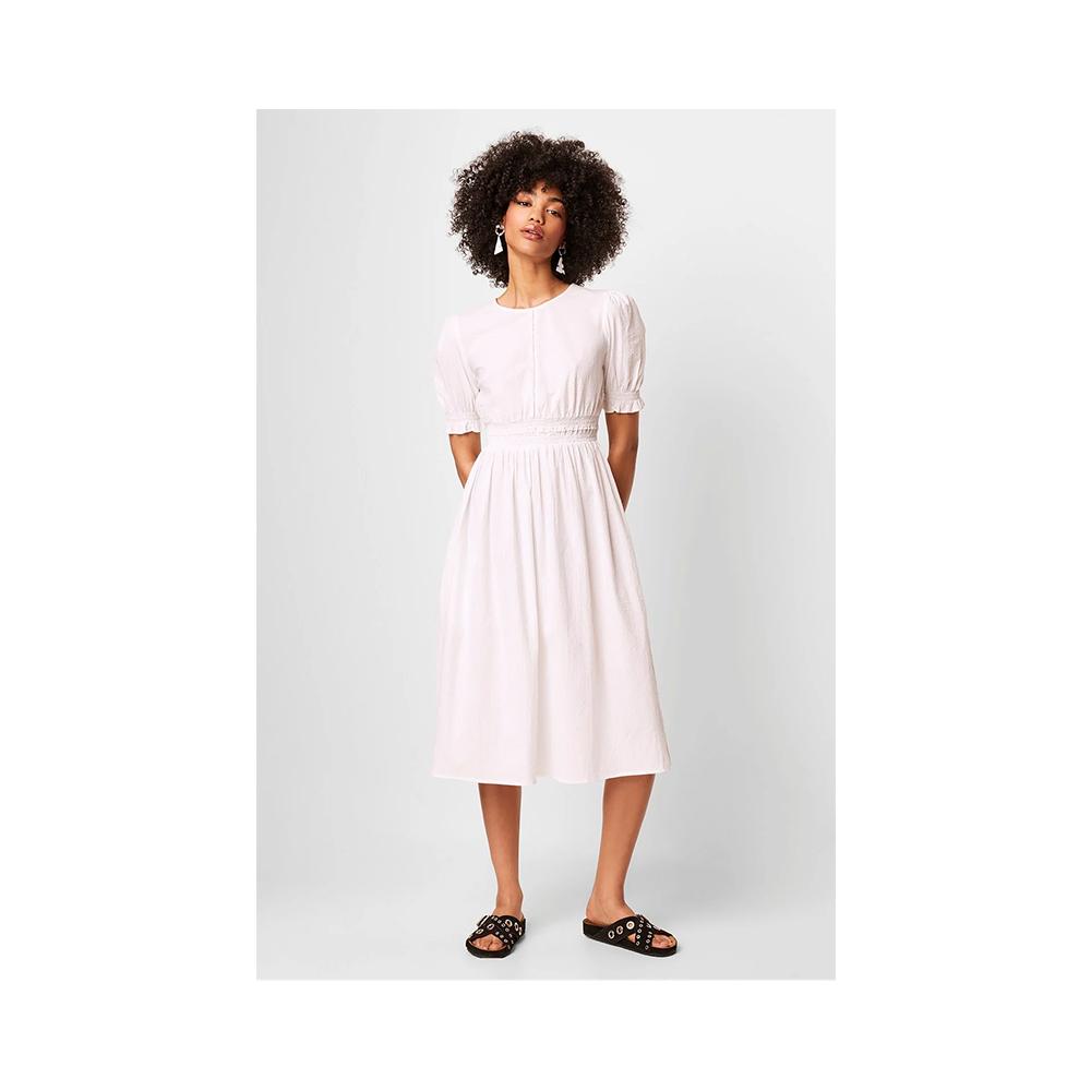 French Connection Yuri Seersucker Smock Sundress Linen White 71NNW - 0 French Connection Yuri Seersucker Smock Sundress Linen White 71NNW - 0