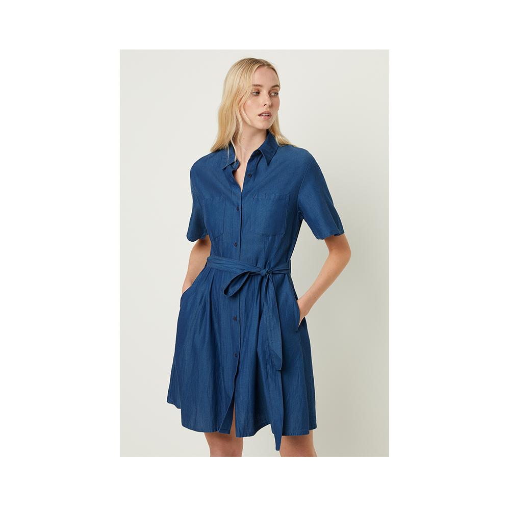 French Connection Leila Ixie Lyocell Button Shirt Dress Dark Mid Indigo 71MBH - 0 French Connection Leila Ixie Lyocell Button Shirt Dress Dark Mid Indigo 71MBH - 0