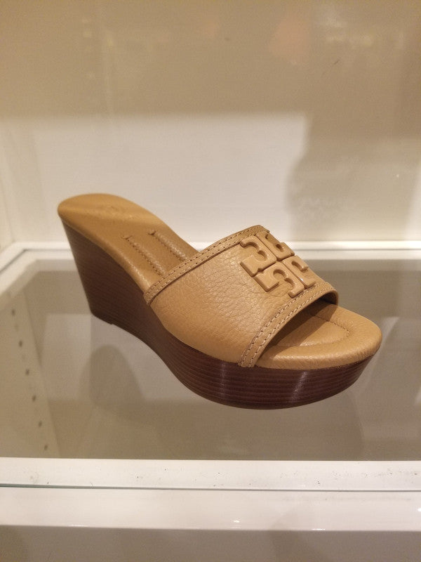 Tory Burch Women s Lowell 2 80MM Tumbled Leather Wedge Slide Perfect R