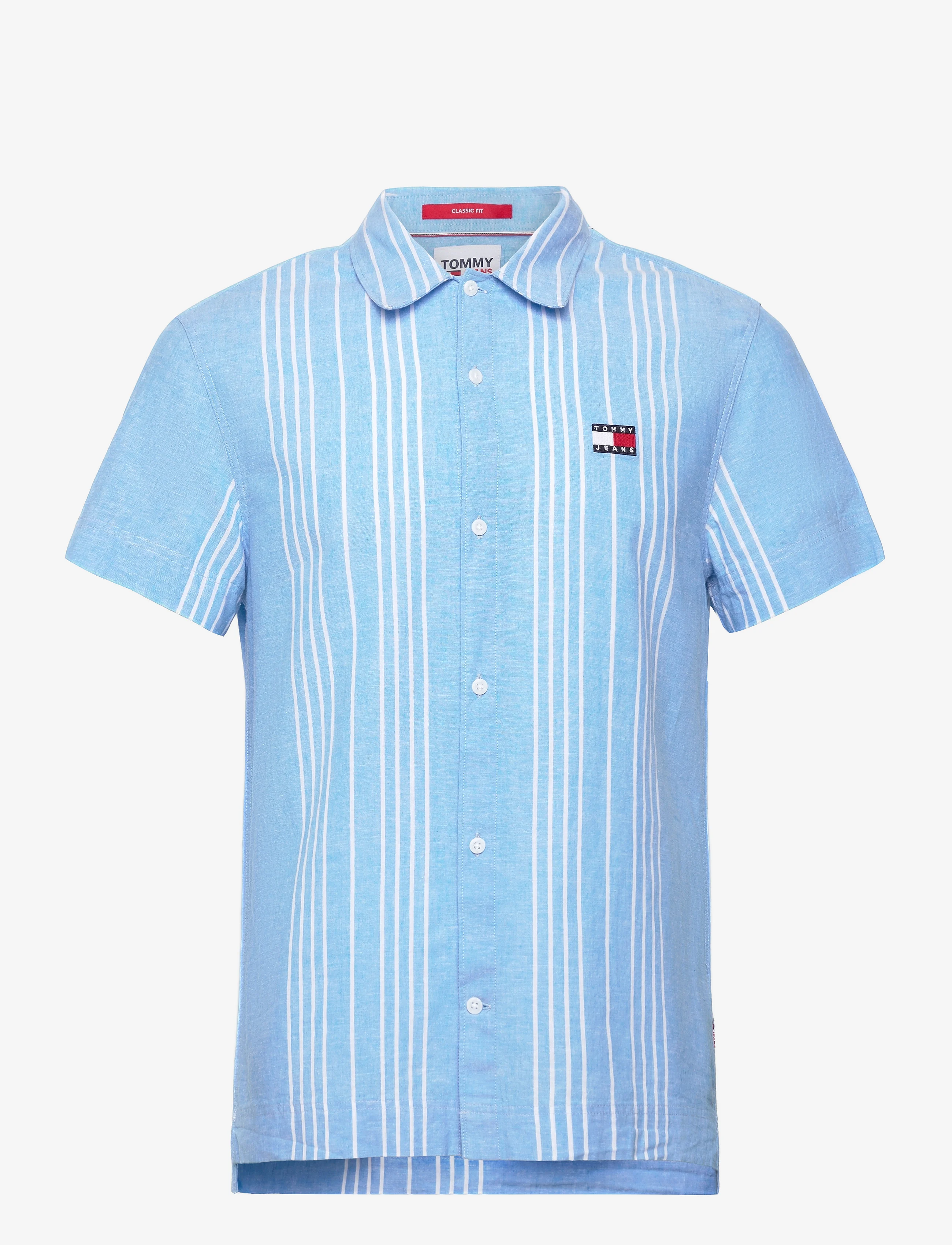 Tommy Hilfiger Men\'s Mini TJM Linen Shirt Stripe Skysail/Multi Classic