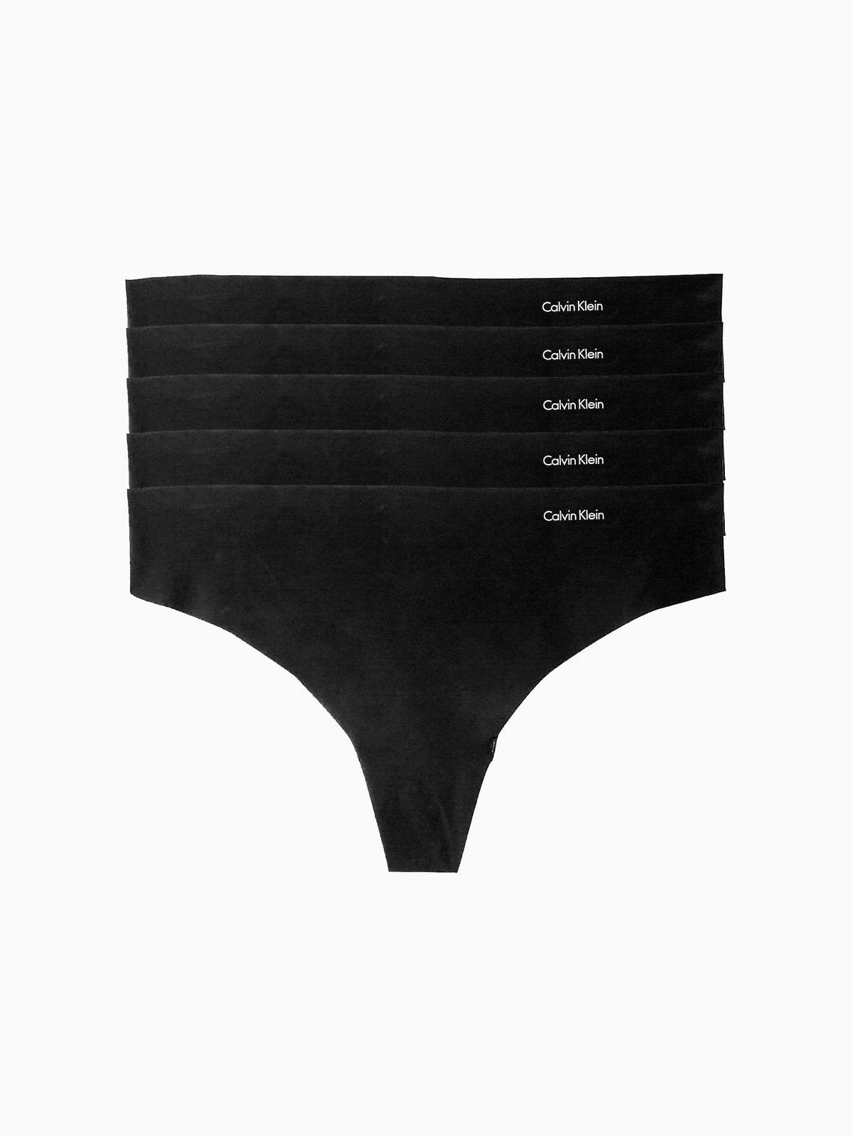 Calvin Klein Women's Invisibles 5 Pack Seamless Thong Black QD3556 001