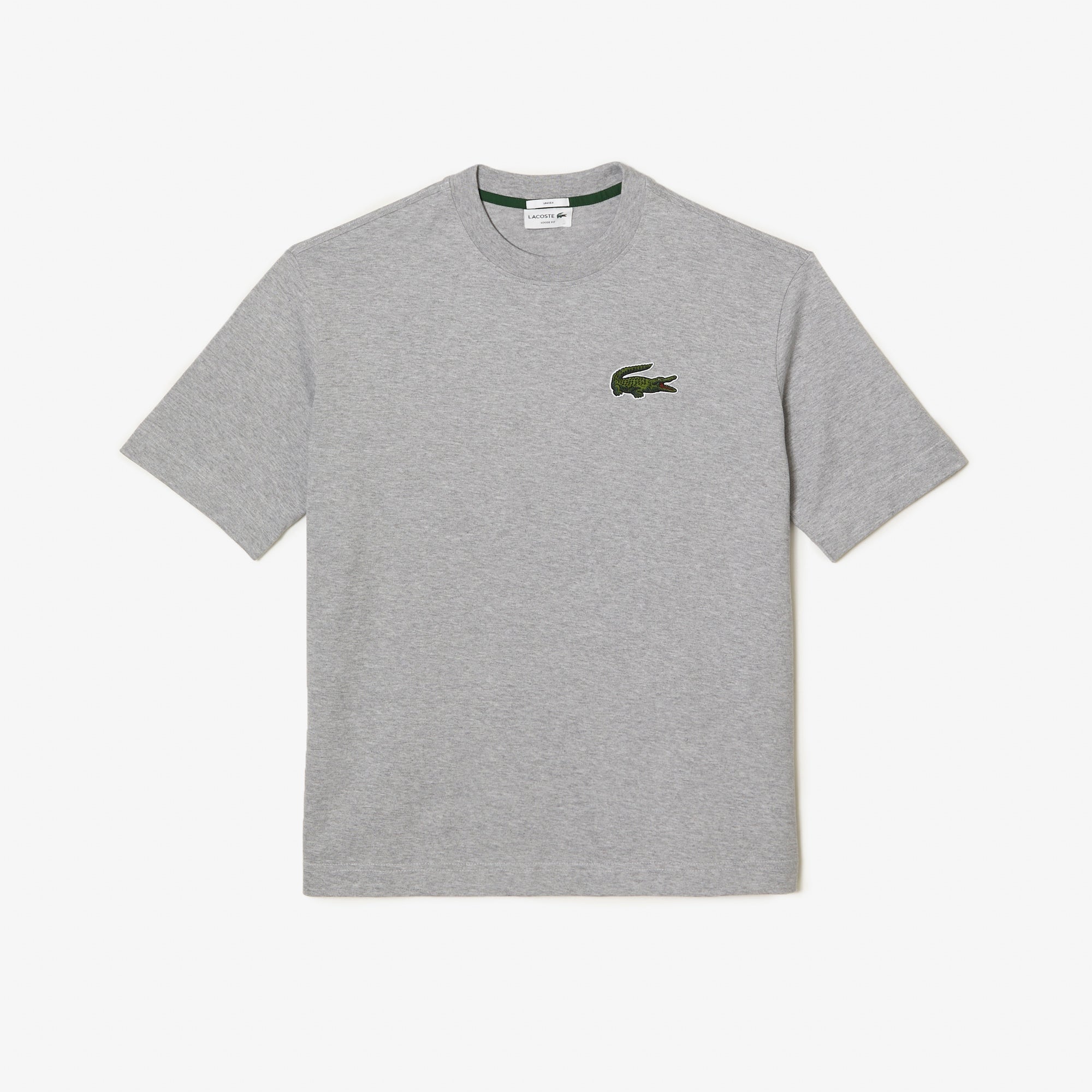 Lacoste Unisex Loose Fit Large Crocodile Organic Cotton T-Shirt Grey C