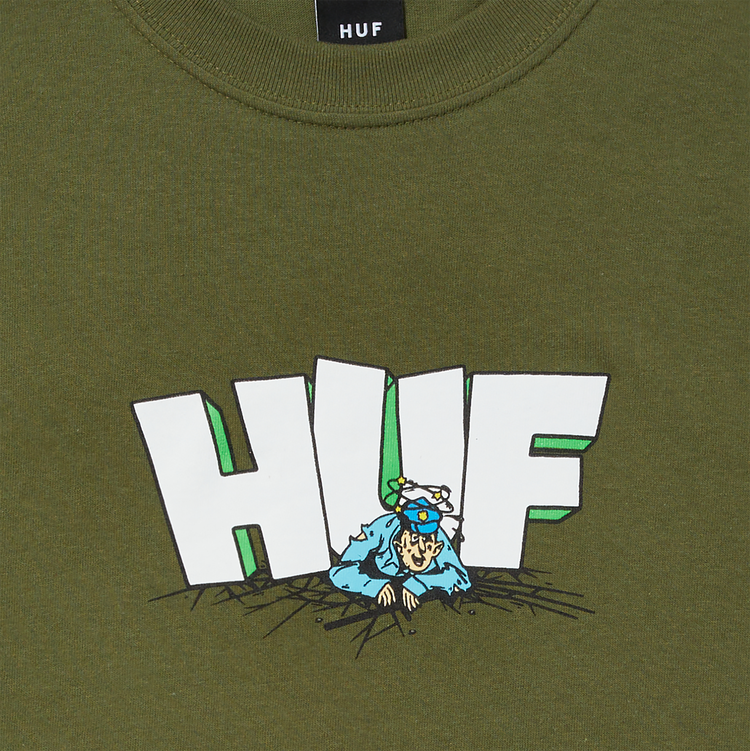 Huf Mens The Drop Short Sleeve T-Shirt Olive TS01960 OLV - APLAZE