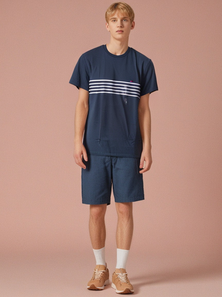 Tommy Hilfiger Men's Chest Stripe Short Sleeve T-Shirt Navy 78J2476 410 T9