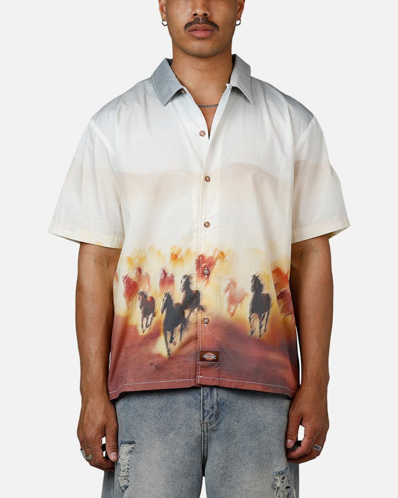 Dickies Mens Running Wild Short Sleeve Shirt Oak Buff A8676K41