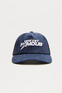 Fashion Nova Mens Low Key Famous Faux Suede Snapback Hat Navy 27206LFN