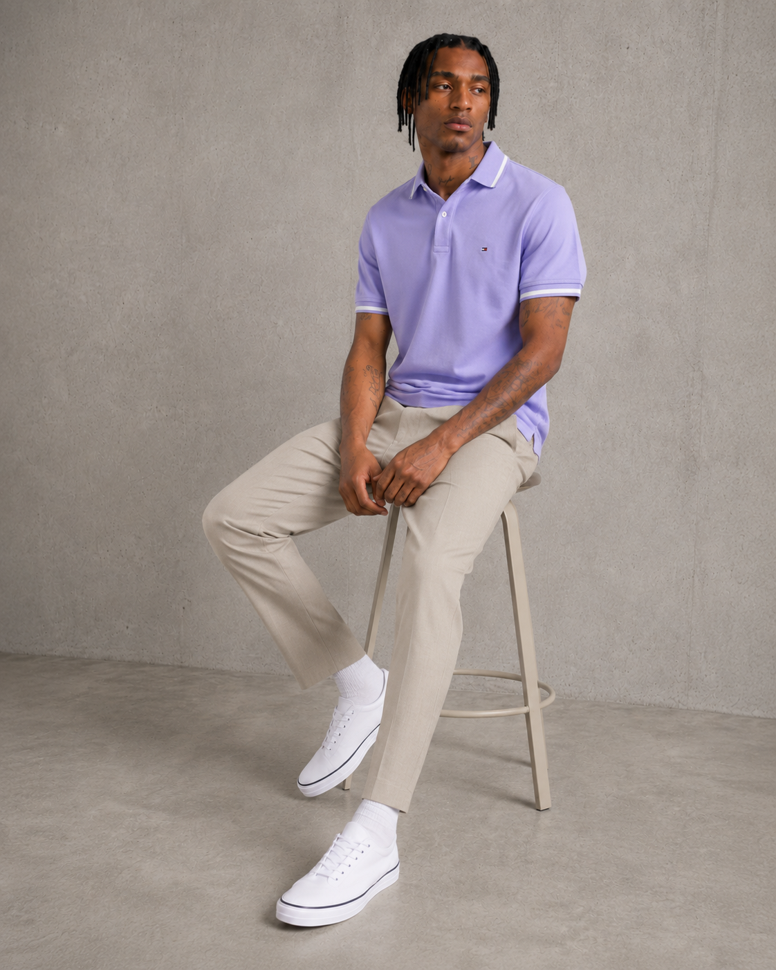 Tommy Hilfiger Men's Richard Tipped Short Sleeve Polo CF Orchid 78J8752 541