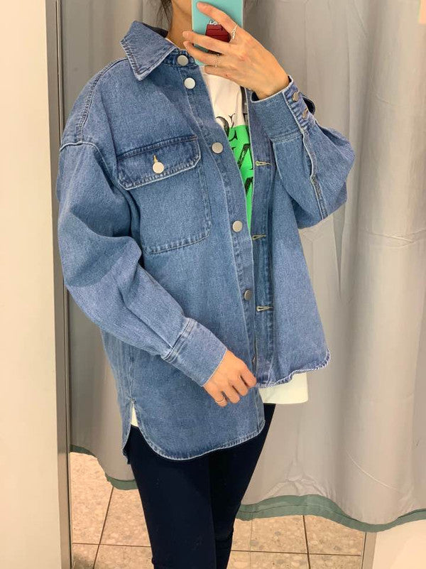 H&M Women's Denim Shirt Jacket Denim 0860249 001 H2