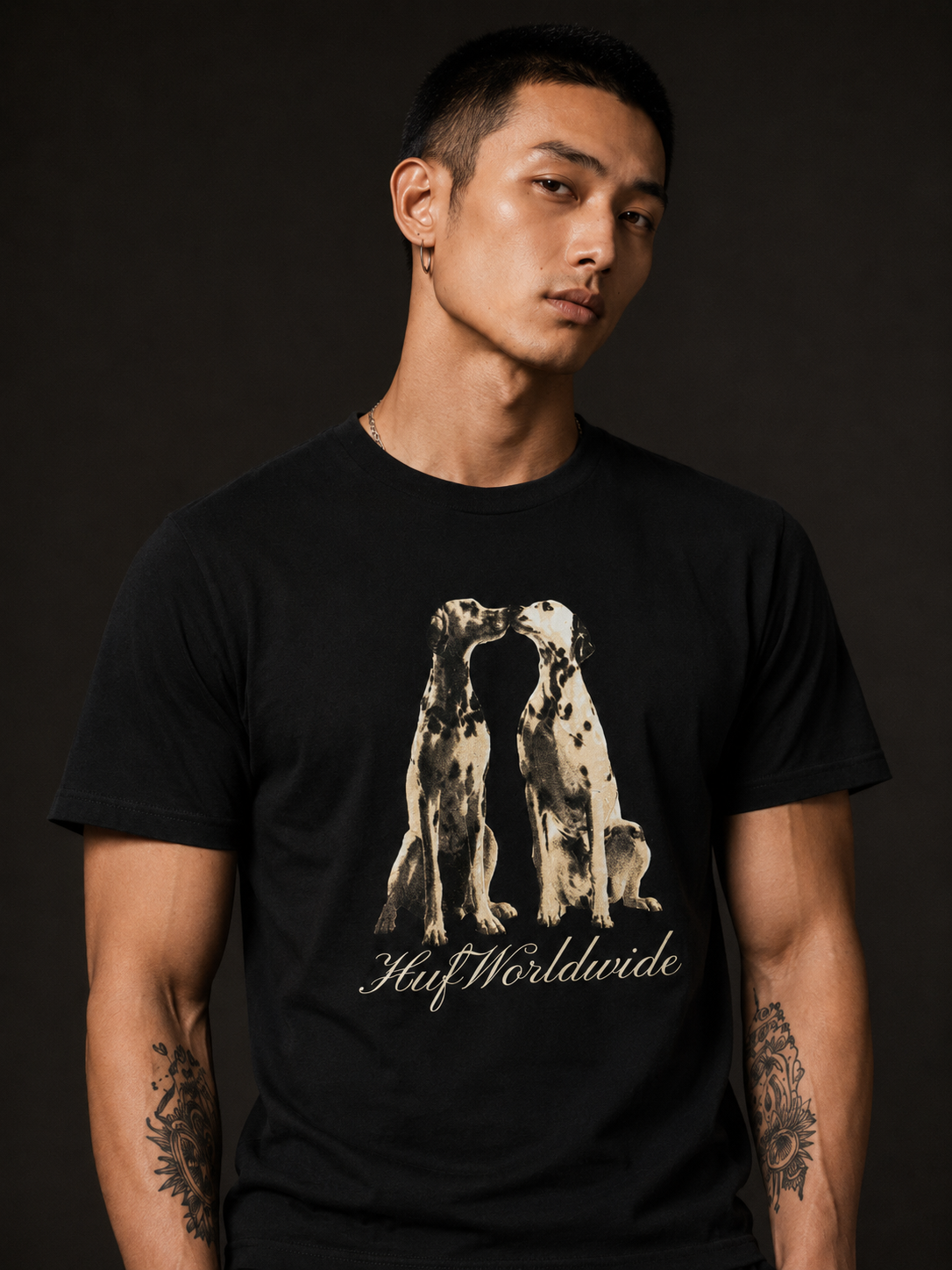 HUF Men's Dogged Ss Tee Black Cotton TS02629 BLK