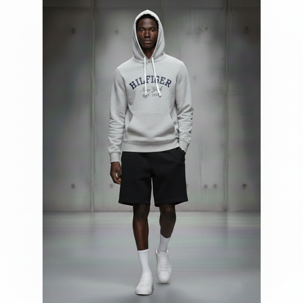 Tommy Hilfiger Men's Embroidered Hoodie Grey Heather 09T4449 004