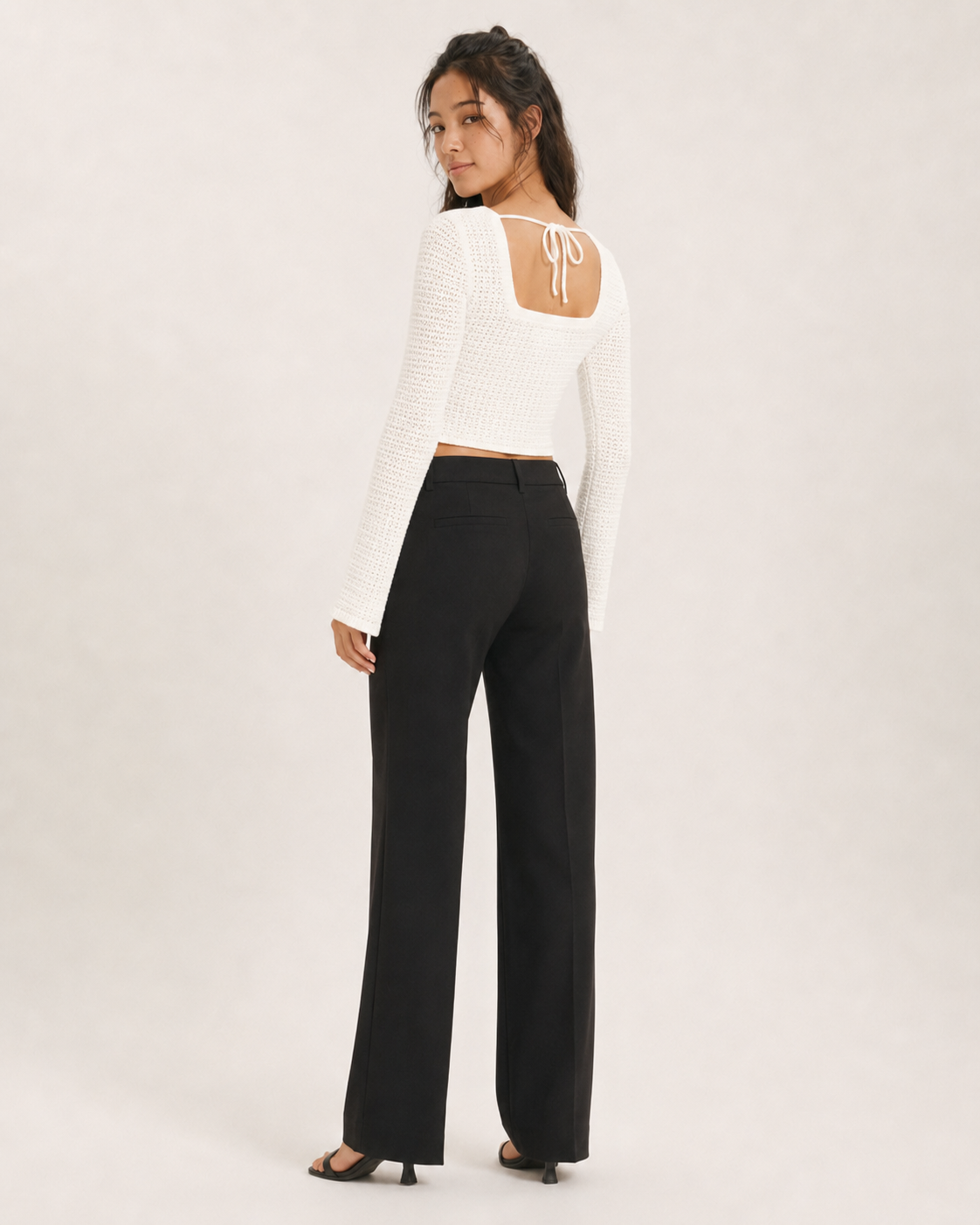 Hollister Women's Crochet-Style Square-Neck Sweater White 35048800116101 ET1