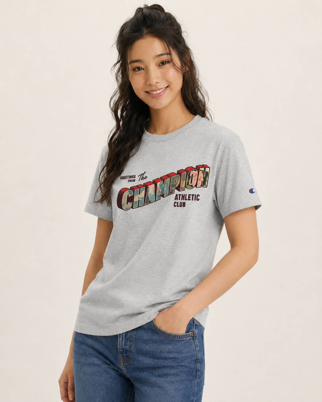 Champion Men's Classic Graphic T-shirt Champion Greetings Oxford Gray GT23H 5860DA 806