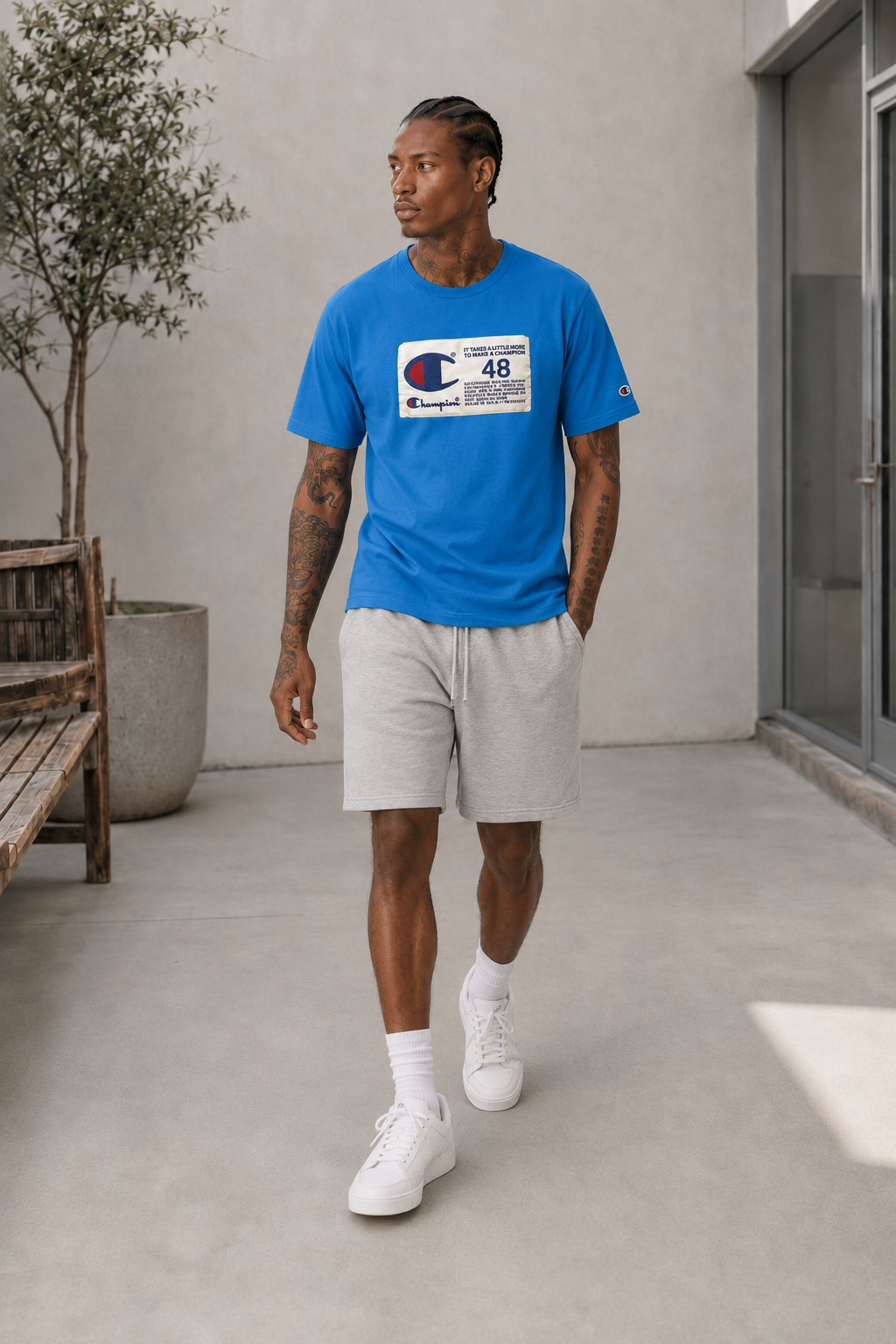 Champion Photo-real Jock Tag Heritage Tee Blue Jay GT19 586377 Y18