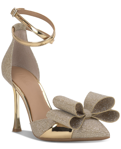 I.N.C Women's Saori Bow Ankle-Strap Pumps Gold Tpu 10018364200