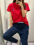 Tommy Hilfiger Women's Jogger Lounge Pajama Set Red Tee/Navy Pants 1046982 REDNVY T5