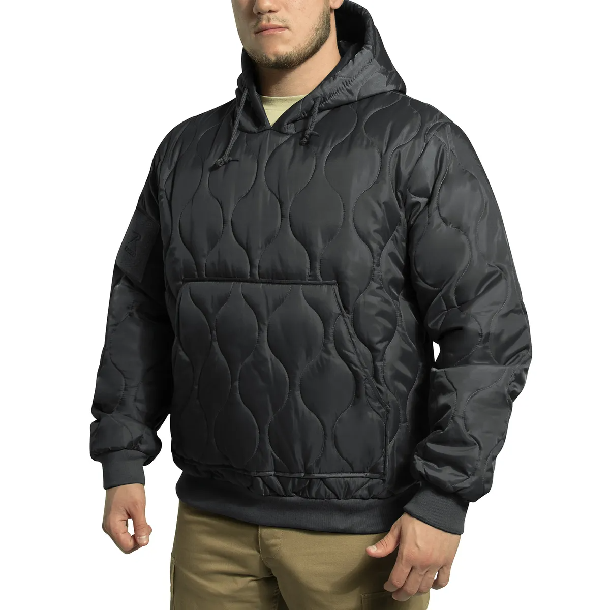 Rothco Men's Quilted Woobie Hooded Sweatshirt Black 10490 10491 - APLAZE