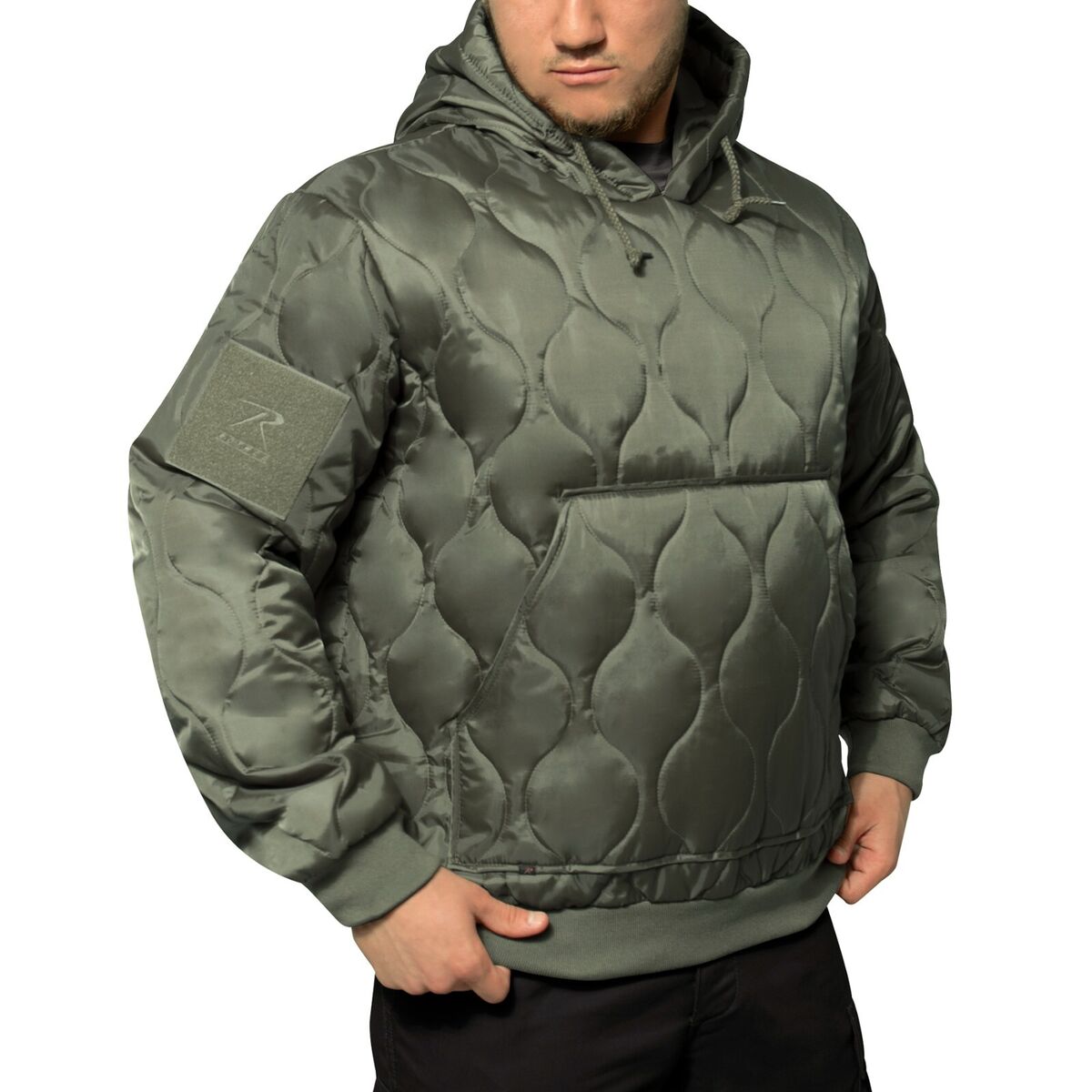 Rothco Men's Quilted Woobie Hooded Sweatshirt Olive Drab 10498 10499 - APLAZE