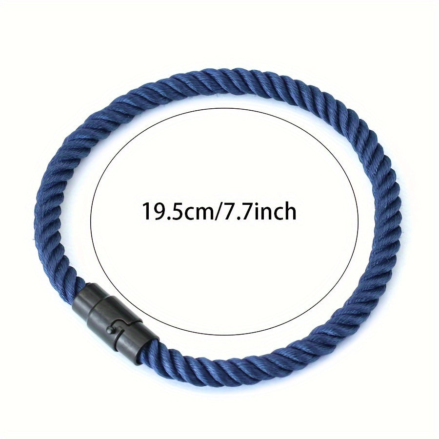 Aplaze  Men's Nautical Rope Bracelet with Black Buckle