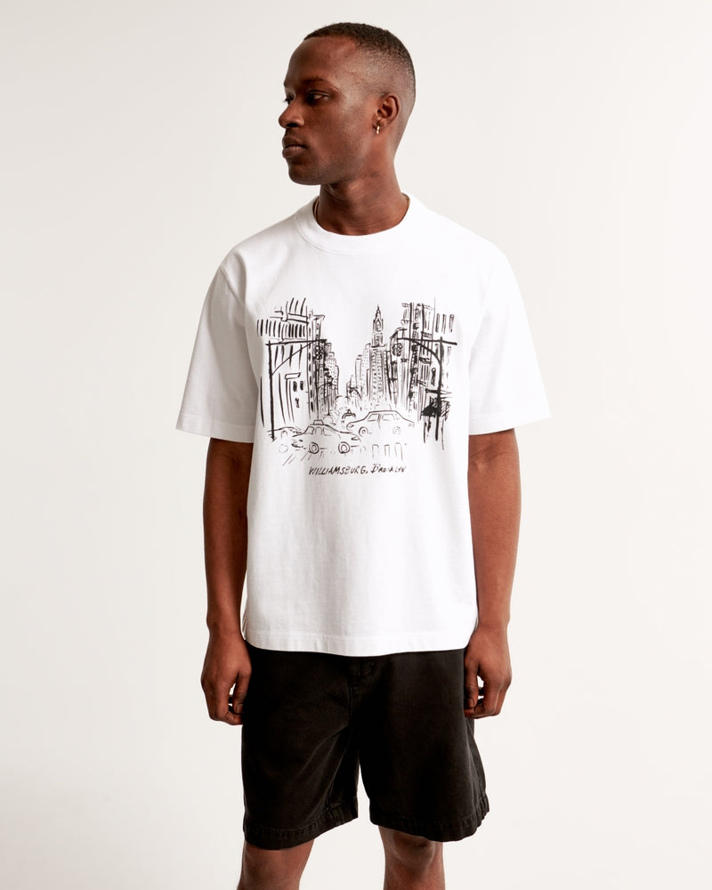 Abercrombie & Fitch Men's Polished Scenic Graphic T-Shirt White 123 609 0136 100 F1