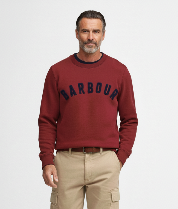 Barbour Men's Essential Prep Logo Sweatshirt Highland Red MOL0101 RE44