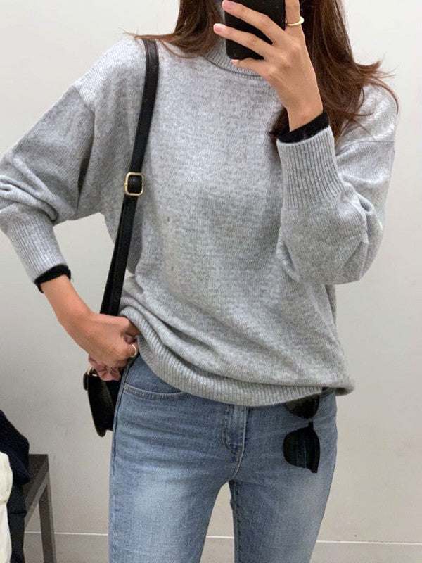 Calvin Klein Women's Turtleneck Solid Long Sleeve Knit Sweater Grey 13407010 032 C1