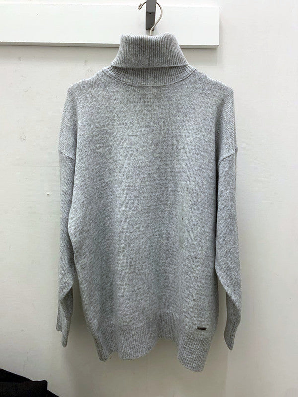 Calvin Klein Women's Turtleneck Solid Long Sleeve Knit Sweater Grey 13407010 032 C1