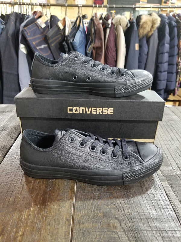 Converse Chuck Taylor All Star Leather Low Top Black Mono 135253C