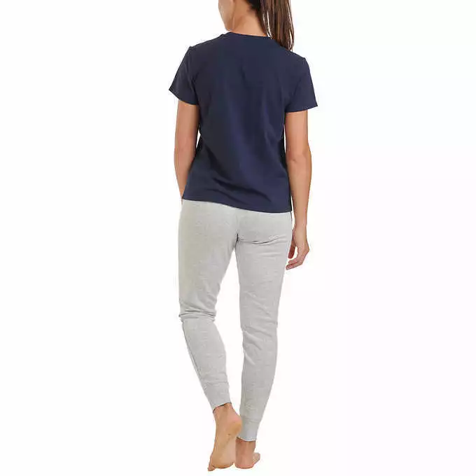 Tommy Hilfiger Women's Jogger Lounge Set Navy Tee/Grey Pants 1406982 T11