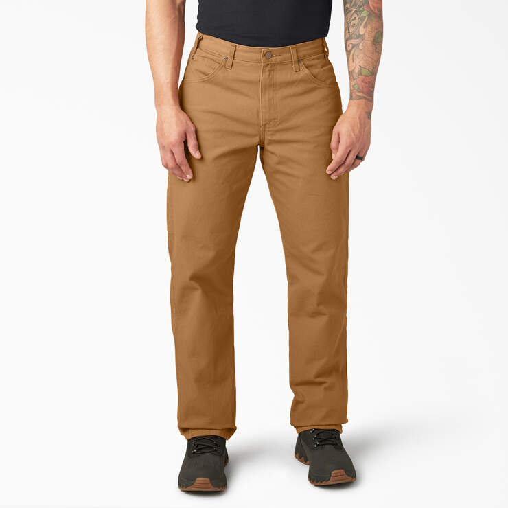 Dickies Mens Relaxed Fit Heavyweight Duck Carpenter Pants Rinsed Brown Duck 1939RBD