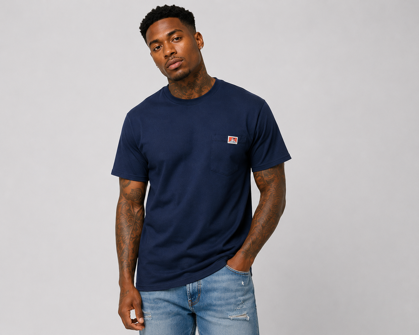 Ben Davis Classic Label Pocket T-Shirt Navy 9028 NVY