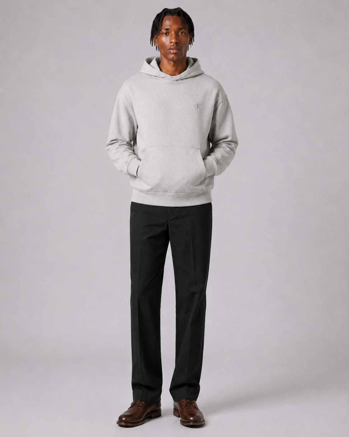 Calvin Klein Men's Archive Fleece Hoodie Silver Cloud 40HM256 102