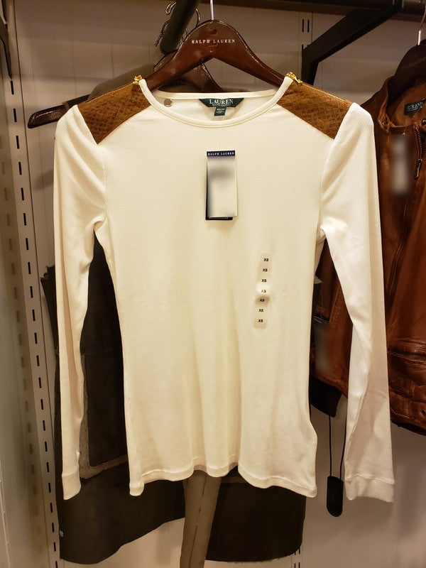 Polo Ralph Lauren Women's Shoulder Point Long Sleeve T-Shirt Winter Cream 200670915010 B7