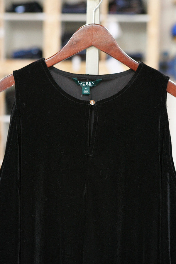 Polo Ralph Lauren Women's Blouse Black Velvet Open Shoulder Black 200685109002 B2