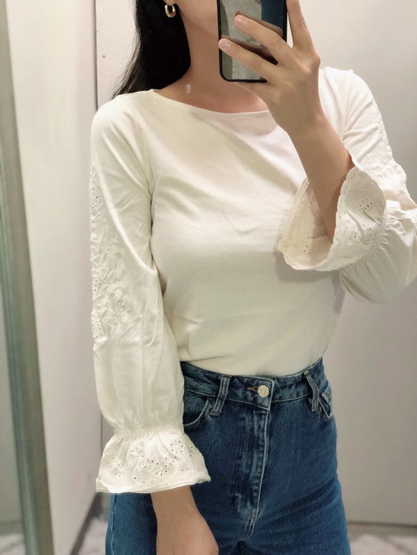 Polo Ralph Lauren Women's Jersey Puff-Sleeve Winter Cream 200787122001 B5