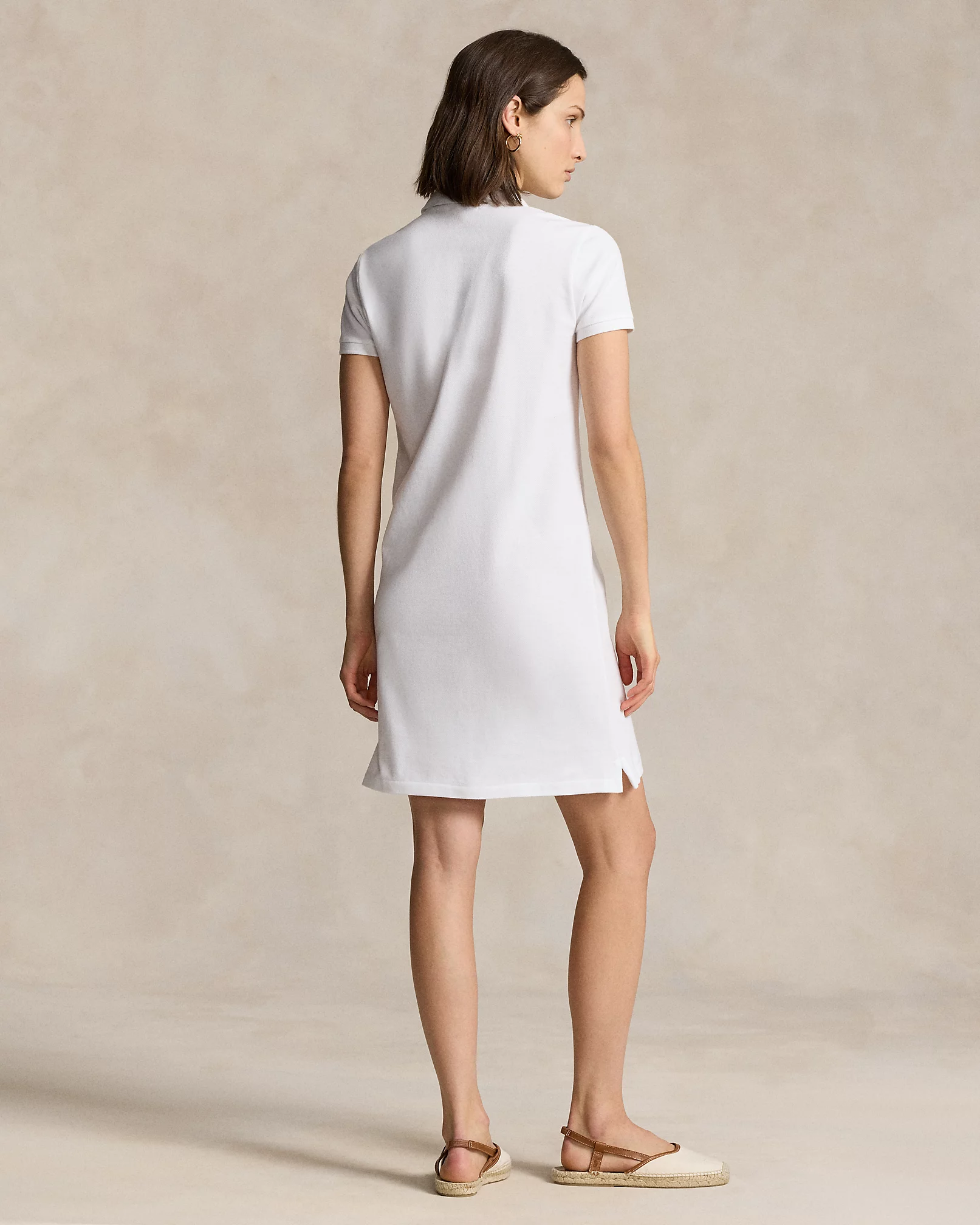 Polo Ralph Lauren Women's Long Ribbed Cotton Mesh Polo Short Sleeve Dress White 211570229016 B8