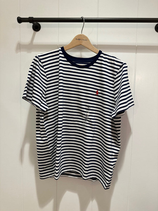 Polo Ralph Lauren Women's Stripe Crewneck Shirt White/Navy 211698030021 B8