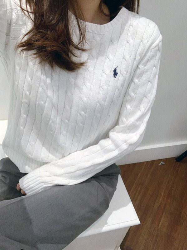Polo Ralph Lauren Women's Cotton Cable Knit Sweater White 211747397002 B14