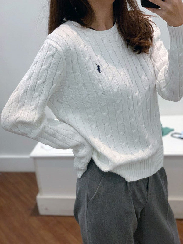 Polo Ralph Lauren Women's Cotton Cable Knit Sweater White 211747397002 B14