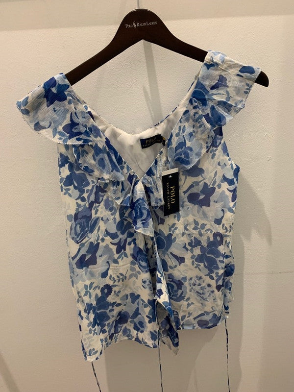 Polo Ralph Lauren Women's Flower Pattern Sleeveless Blouse Blue 211751687001 B14