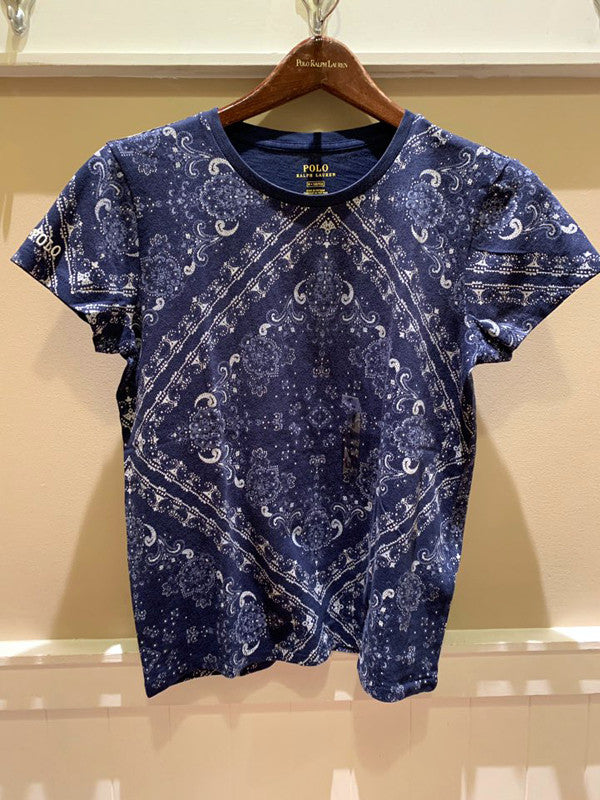 Polo Ralph Lauren Women's Bndna Round T-Shirt Navy Bndna 211754189001 B2